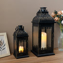Set of 2 13''&19.5''H Candle Lanterns (Black Gold Brush)