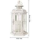 12" H Medium Candle Lantern(White with Gold Brush)