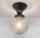 Antique Hobnail Swirl Clear Glass Light 1960's