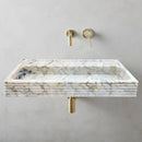 Calacatta Viola Gold Marble Wall-mount Bathroom Sink Horizontal Fluted (W)16" (L)36" (H)5"