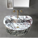 Custom Fluted Wall Mount Calacatta Viola Marble Bathroom Sink 16x24