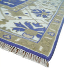 Violet, Ivory and Olive Traditional Hand knotted Oriental Oushak 8x10 wool Area Rug by The Rug Decor