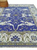 Violet, Ivory and Olive Traditional Hand knotted Oriental Oushak 8x10 wool Area Rug by The Rug Decor