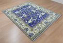 Violet, Ivory and Olive Traditional Hand knotted Oriental Oushak 8x10 wool Area Rug by The Rug Decor