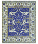 Violet, Ivory and Olive Traditional Hand knotted Oriental Oushak 8x10 wool Area Rug by The Rug Decor