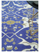 Violet, Ivory and Olive Traditional Hand knotted Oriental Oushak 8x10 wool Area Rug by The Rug Decor