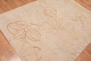 5' x 6'9" Contemporary Floral 100% Wool Area rug Beige