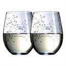 Set Of 2 Zodiac Sign Wine Glasses With 2 Wooden Coasters By Astrology Drinking Glass by The Wine Savant