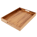 20 x 15 Inch Rectangular Walnut Wood Serving and Coffee Table Tray with Handles