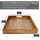 20 x 15 Inch Rectangular Walnut Wood Serving and Coffee Table Tray with Handles