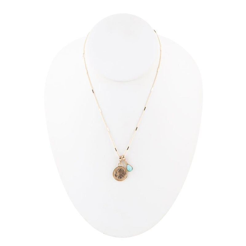 Virgo - Zodiac Blue Amazonite Golden Charm Necklace
