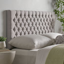 Tufted Upholstered Queen Size Bed Headboard in Modern Button Design