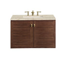 James Martin Amberly 36" Dual Mount Single Bathroom Vanity, Mid-Century Walnut