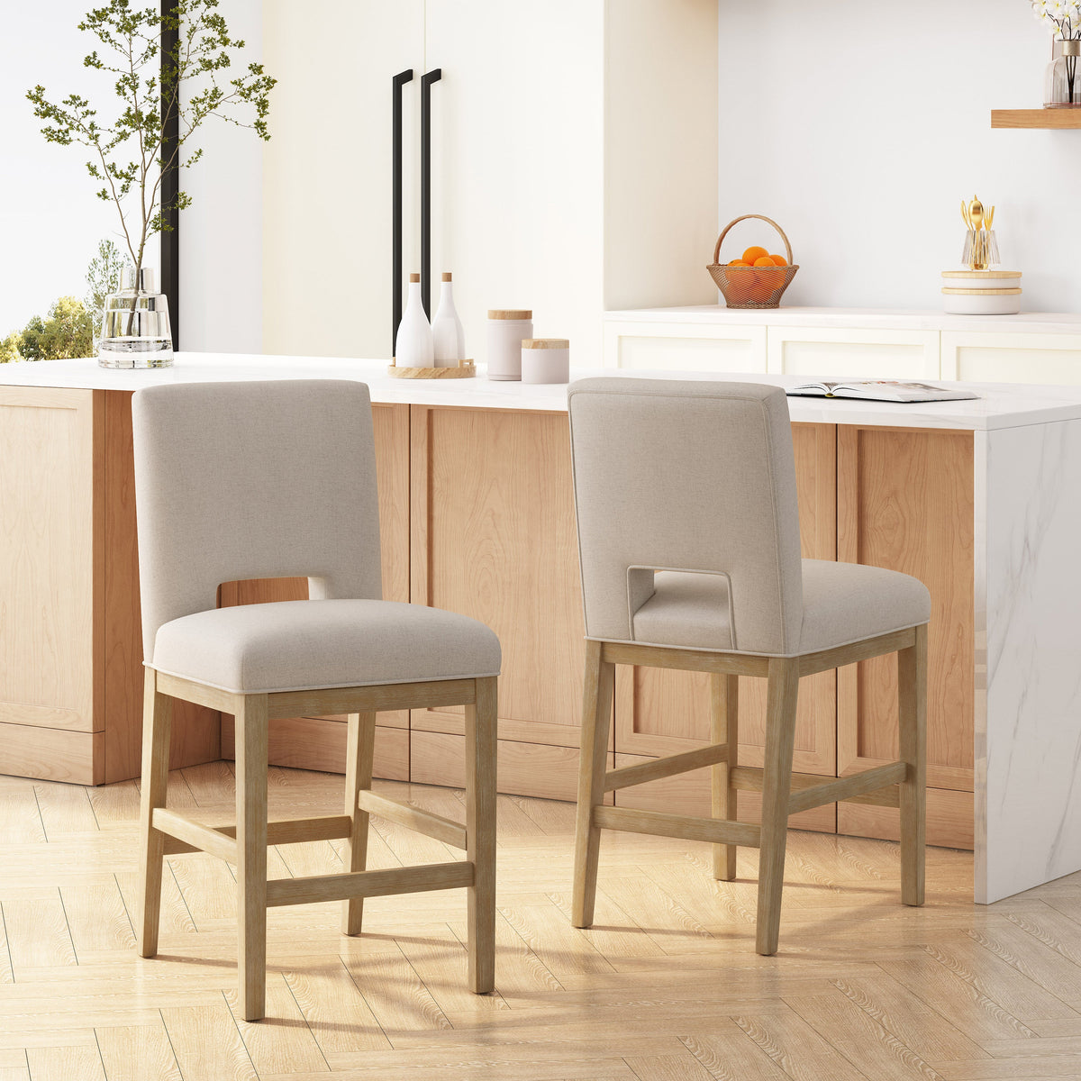 27 Inch Counter Stools, Set of 2, Fabric, photo 4 of 10