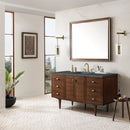 James Martin Amberly 60" Dual Mount Single Bathroom Vanity, Mid-Century Walnut