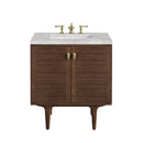 James Martin Amberly 30" Dual Mount Single Bathroom Vanity, Mid-Century Walnut