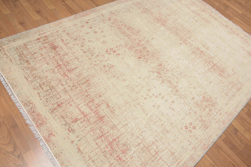 6' x 9' Hand Knotted Industrial Chic 100% Wool Area rug Aqua