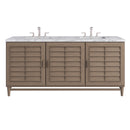 James Martin Portland 72" Double Bathroom Vanity, Whitewashed Walnut