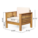 Set of 2 Outdoor Acacia Wood Club Chairs with Cushions by HouseOfZazla