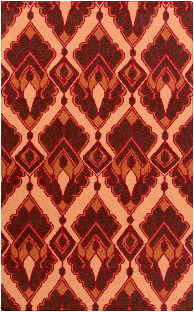 Adeline Global Dark Red/Burnt Orange Area Rug