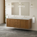 James Martin Laurent 72" Dual Mount Double Bathroom Vanity, Honey Oak