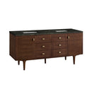 James Martin Amberly 72" Dual Mount Double Bathroom Vanity, Mid-Century Walnut