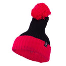 Two Tone Vertical Ribbed Pom Beanie