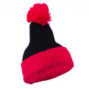 Two Tone Vertical Ribbed Pom Beanie