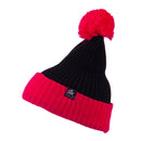 Two Tone Vertical Ribbed Pom Beanie
