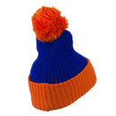 Two Tone Vertical Ribbed Pom Beanie