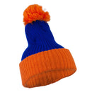 Two Tone Vertical Ribbed Pom Beanie