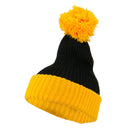 Two Tone Vertical Ribbed Pom Beanie