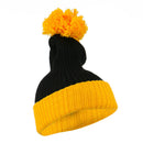 Two Tone Vertical Ribbed Pom Beanie