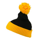 Two Tone Vertical Ribbed Pom Beanie