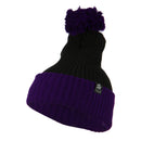 Two Tone Vertical Ribbed Pom Beanie