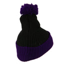 Two Tone Vertical Ribbed Pom Beanie
