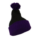 Two Tone Vertical Ribbed Pom Beanie