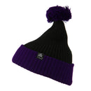 Two Tone Vertical Ribbed Pom Beanie