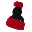 Two Tone Vertical Ribbed Pom Beanie