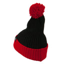 Two Tone Vertical Ribbed Pom Beanie