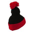 Two Tone Vertical Ribbed Pom Beanie