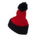Two Tone Vertical Ribbed Pom Beanie