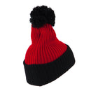 Two Tone Vertical Ribbed Pom Beanie