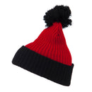 Two Tone Vertical Ribbed Pom Beanie