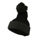 Two Tone Vertical Ribbed Pom Beanie