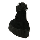 Two Tone Vertical Ribbed Pom Beanie