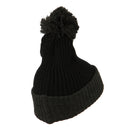 Two Tone Vertical Ribbed Pom Beanie