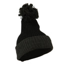 Two Tone Vertical Ribbed Pom Beanie