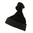 Two Tone Vertical Ribbed Pom Beanie