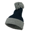 Two Tone Vertical Ribbed Pom Beanie